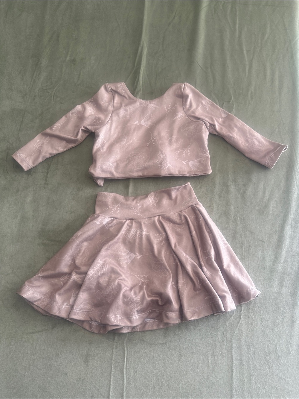 #956 Jasmine & Co tan Two-Piece Floral Skirt Set handmade